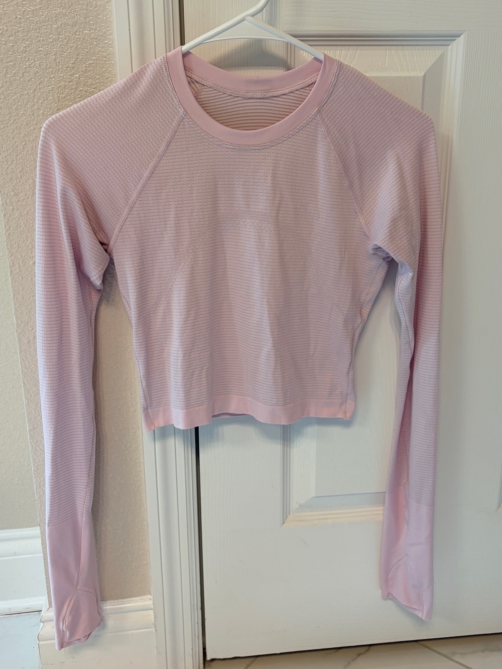Lululemon Cropped Swiftly Long Sleeve Pink Organza